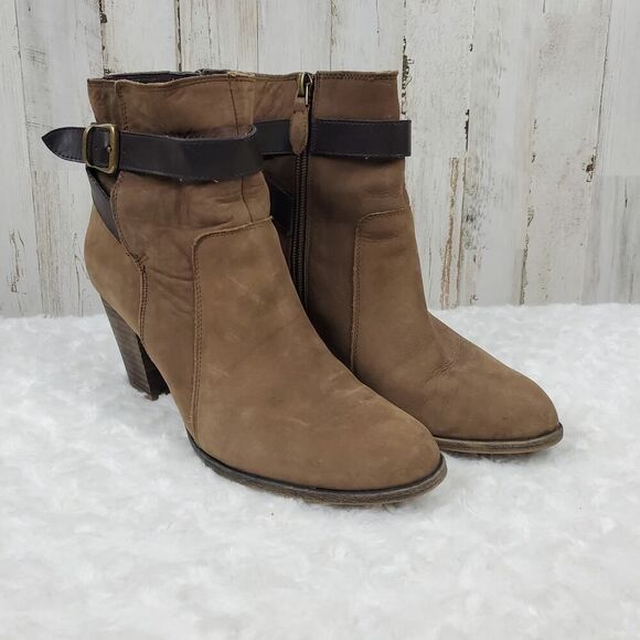 Franco Sarto Danela Leather Booties Brown Size 8.5 - Picture 1 of 9